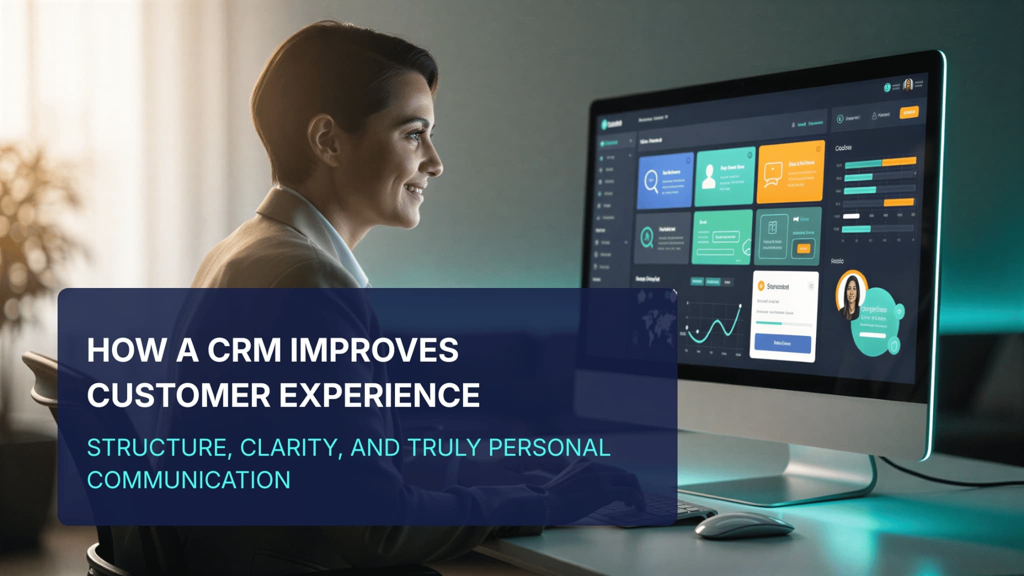 CRM improves customer experience hero image with modern interface