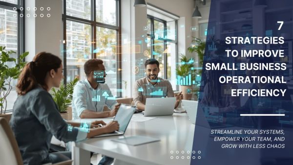 Small business team collaborating efficiently in a modern office