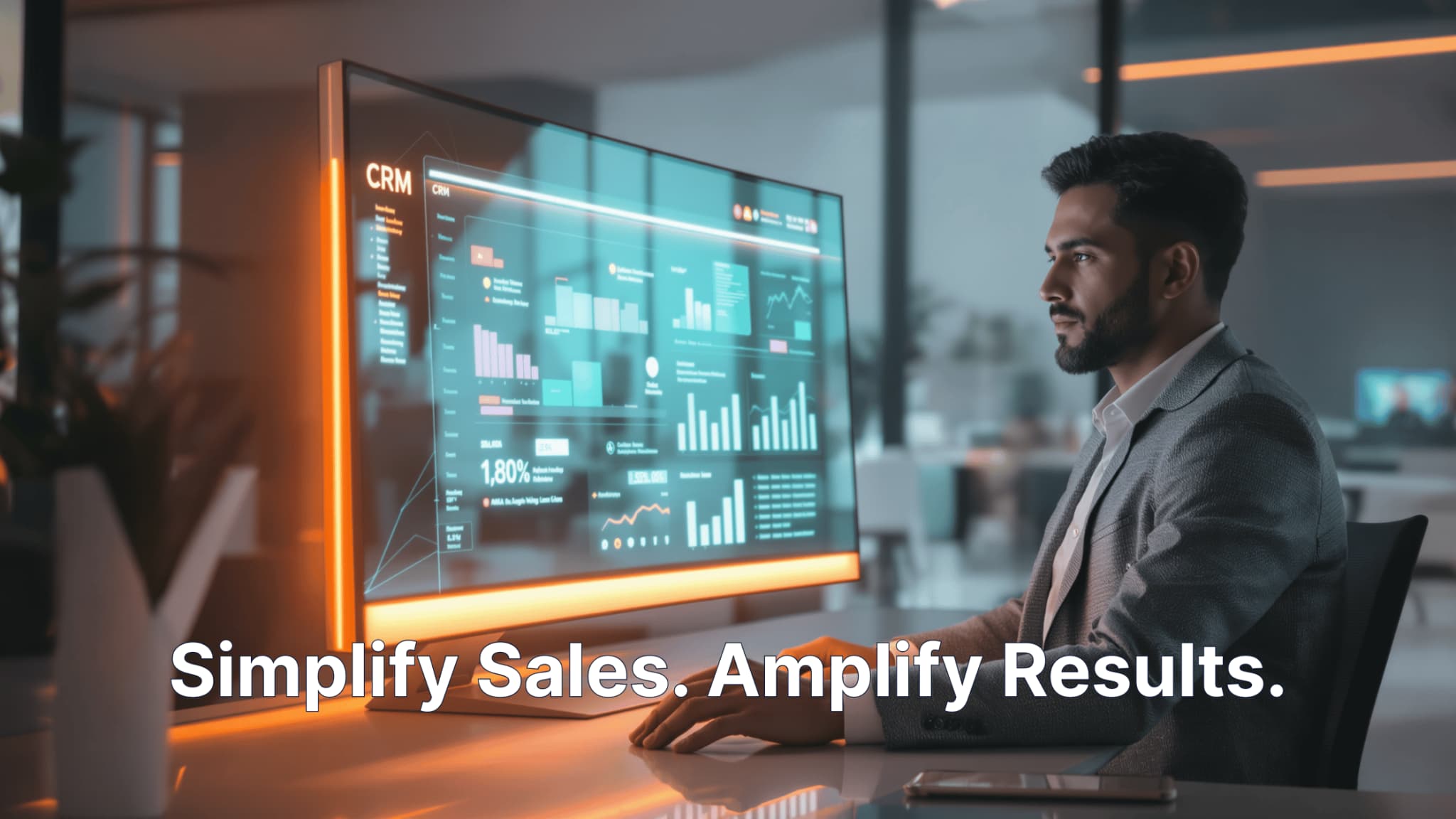 Professional using a clean, intuitive CRM dashboard to simplify lead management