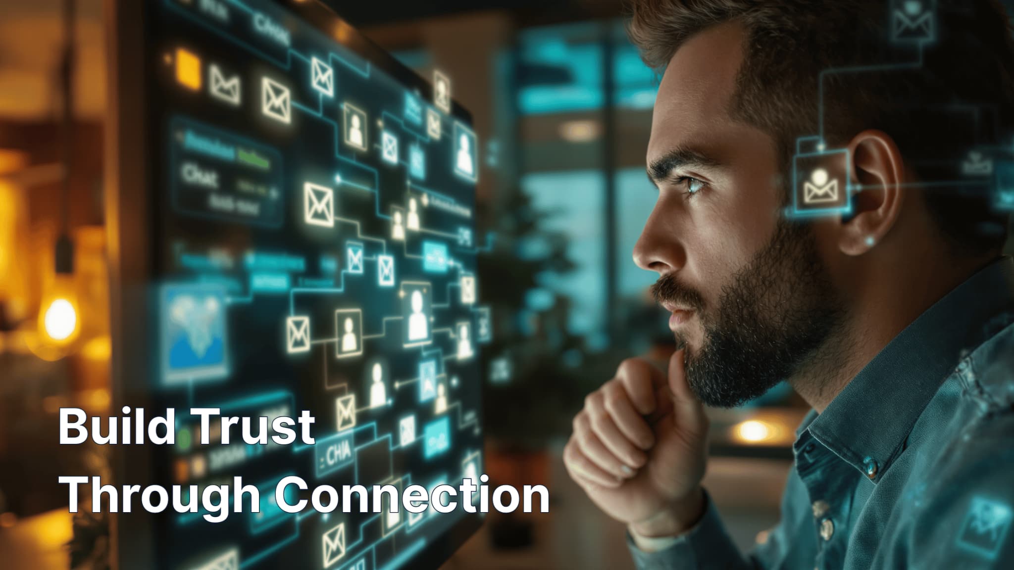 Marketer designing automated lead nurture emails to build customer trust