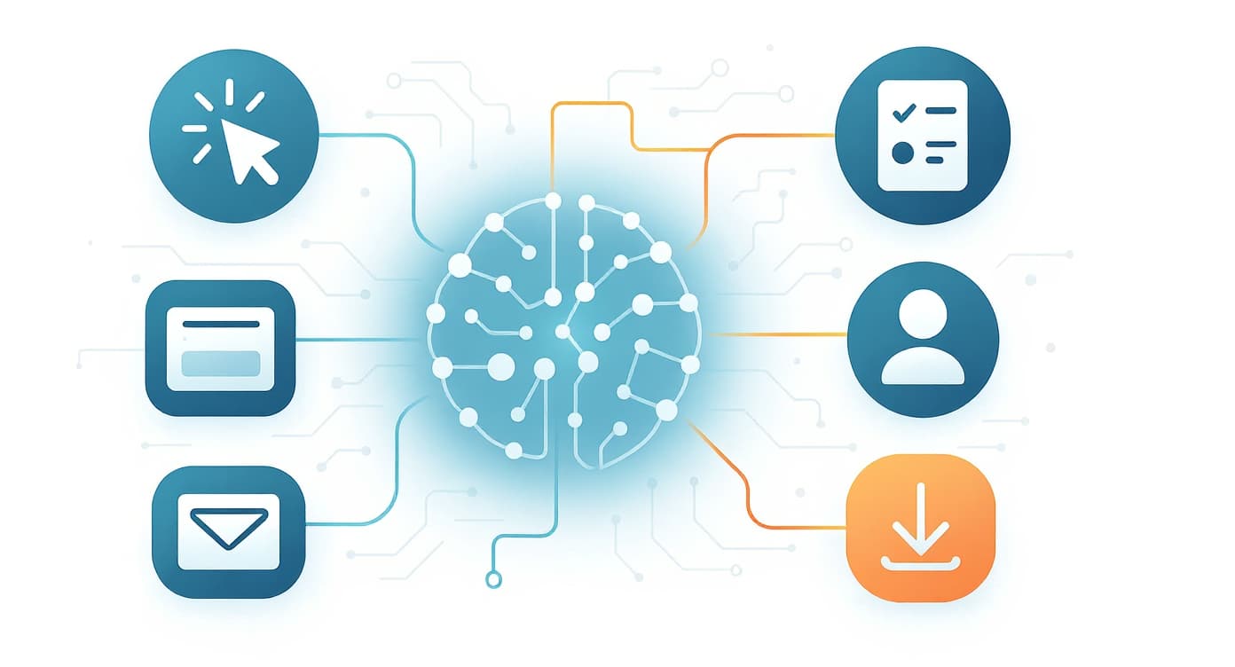 Behavioral tracking visual showing connected user actions and insights