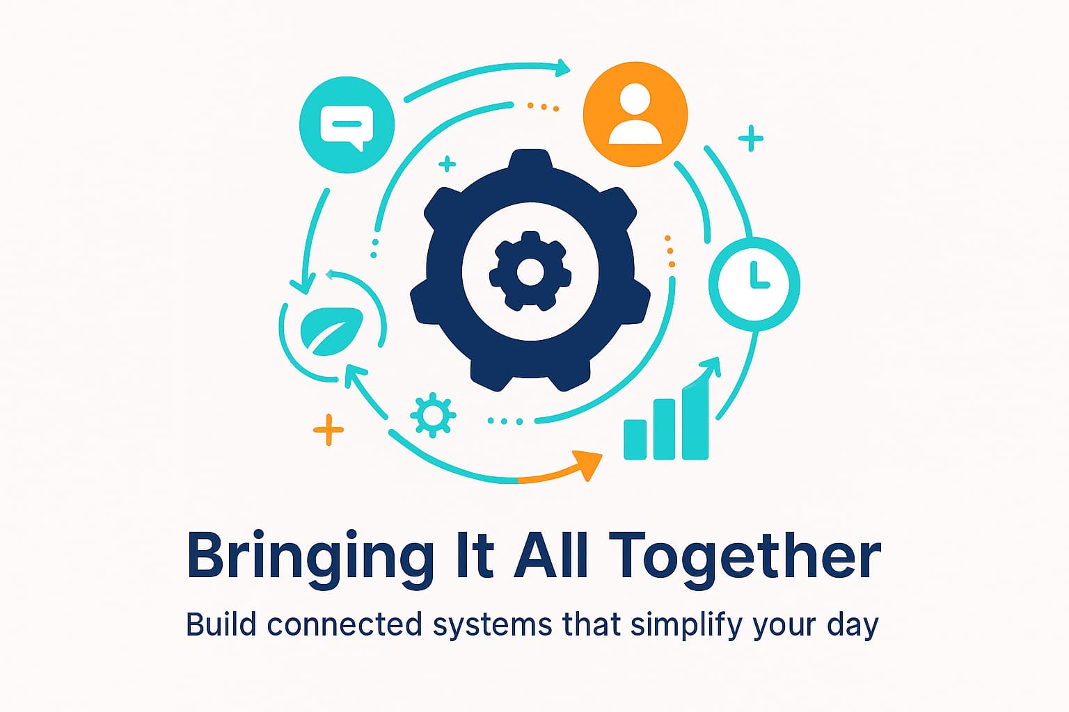 Circular infographic showing connected business systems