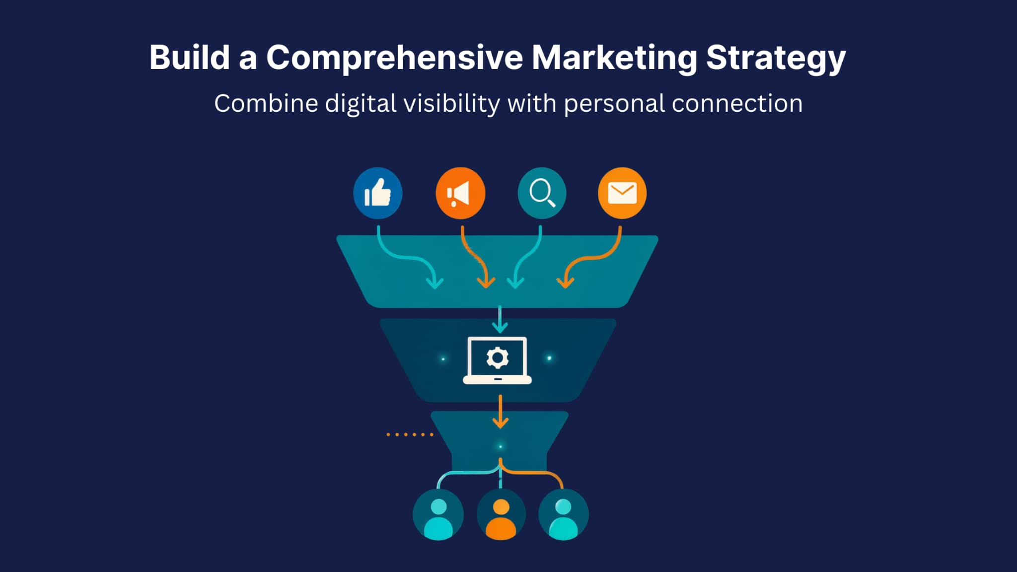 Illustrated funnel graphic showing franchise marketing automation improving the sales pipeline