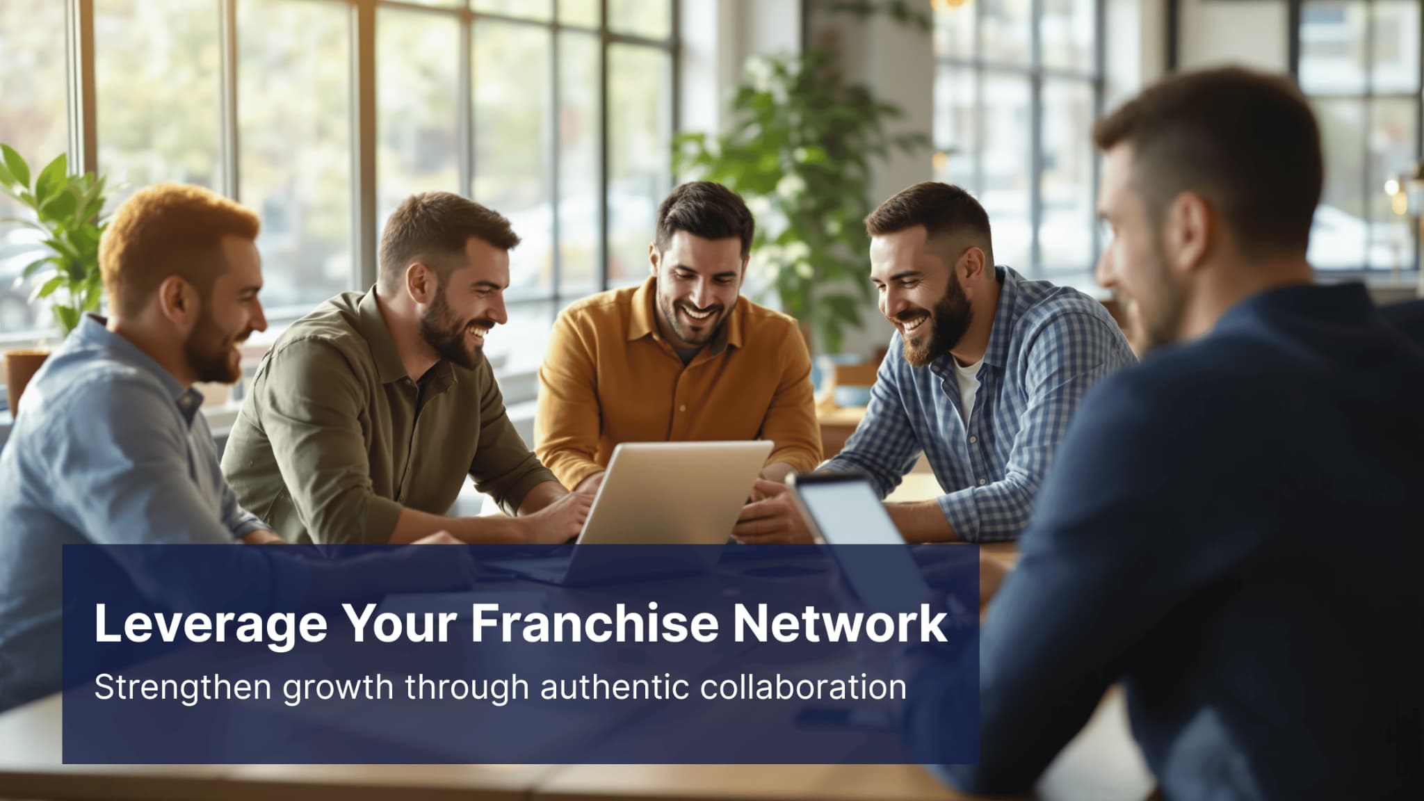 Franchise owners collaborating and sharing ideas during a meeting to strengthen the franchise sales pipeline