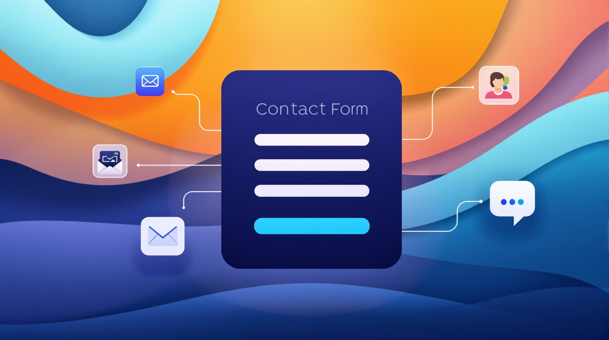 Flat illustration of automated form capturing and routing new leads to CRM and team members