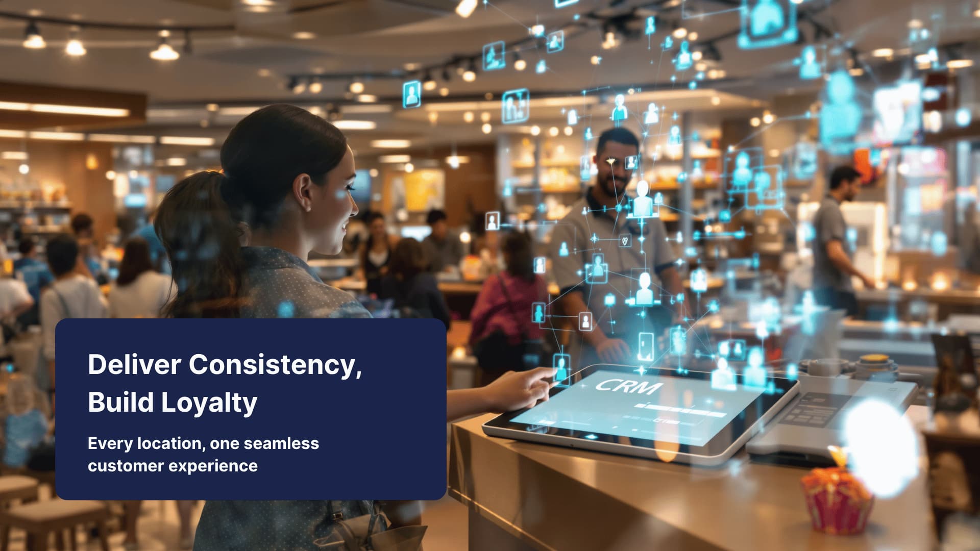 Cinematic scene showing consistent customer experience across franchise locations