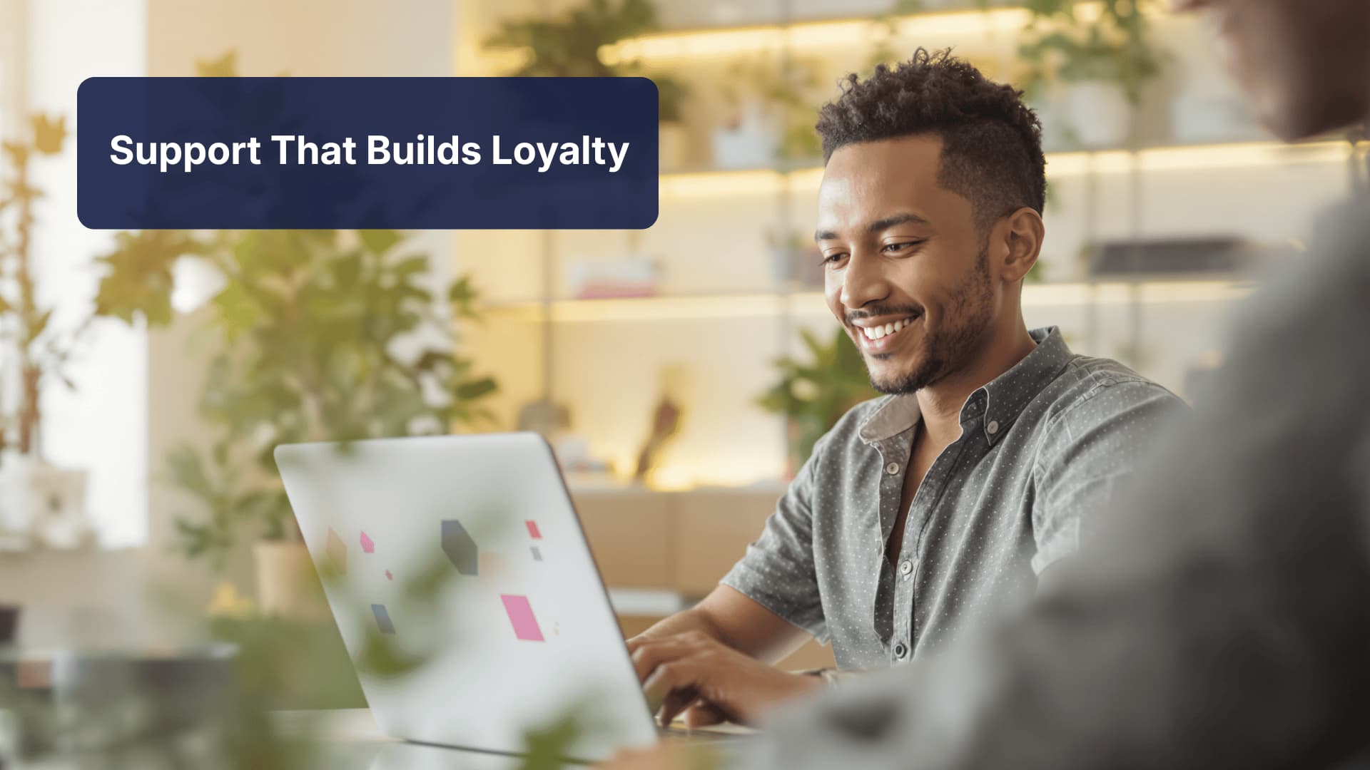 Cinematic image representing the Delight stage with customer success support