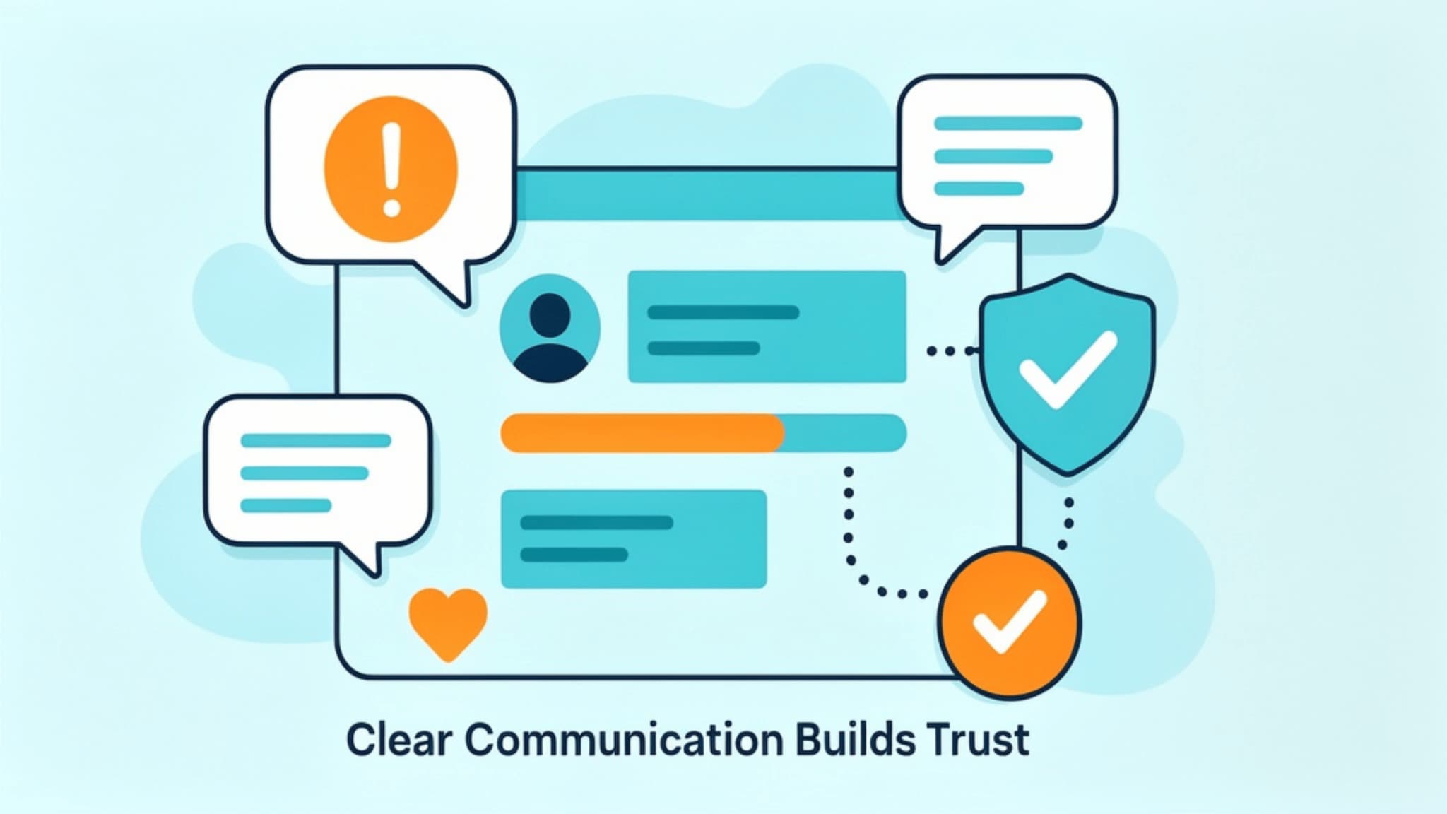 Vector illustration showing CRM clarity and trust-building communication