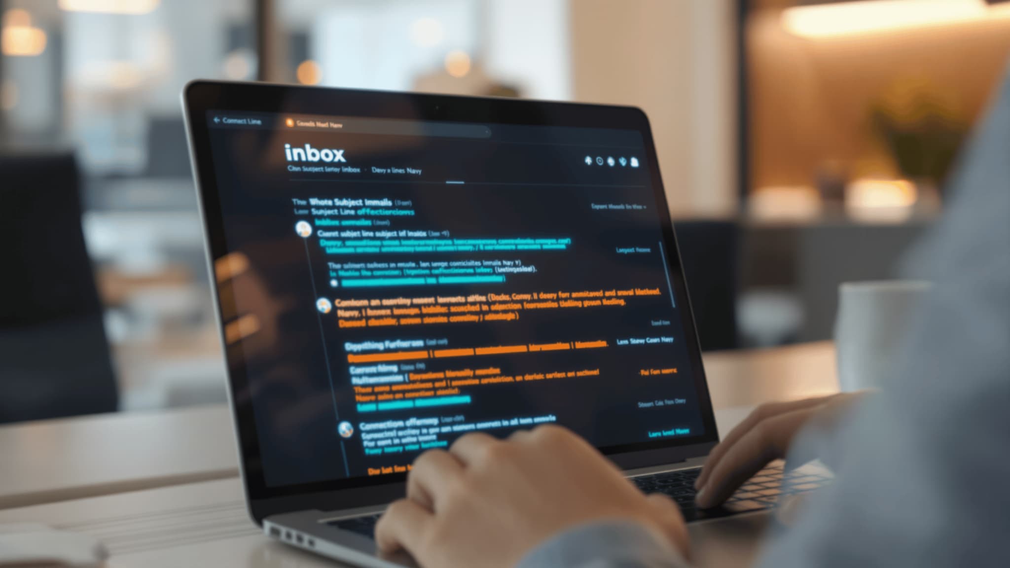 Person reviewing subject lines to improve open rates