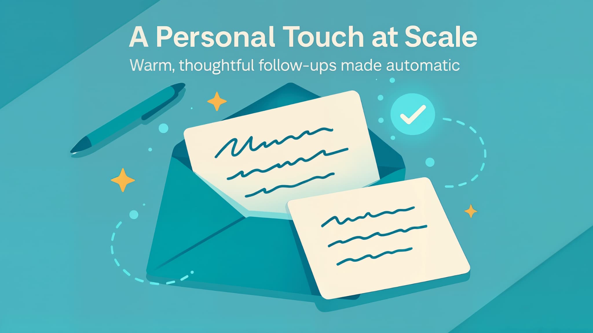 Illustrated automation concept showing handwritten-style cards triggered automatically