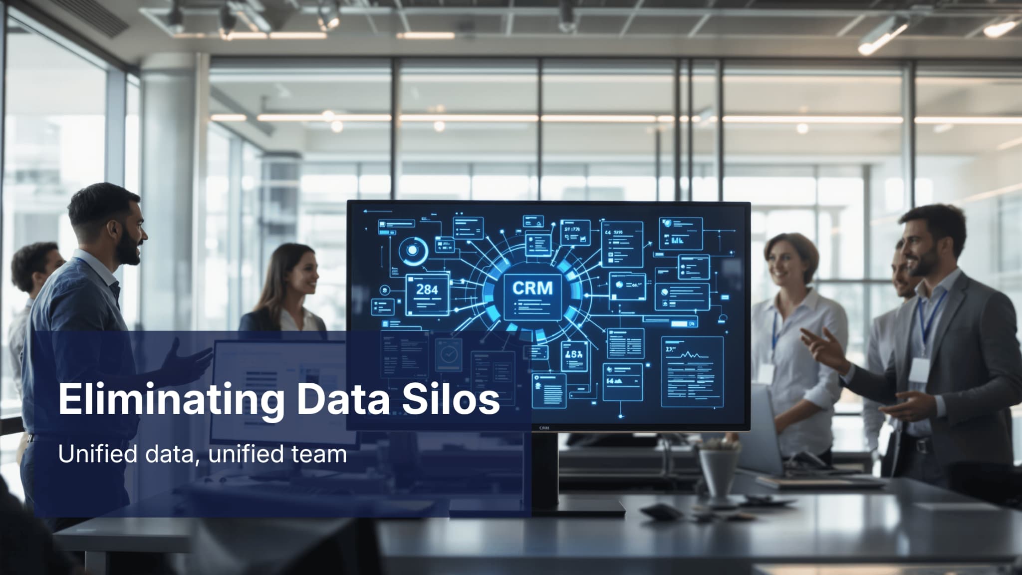 Team eliminating data silos after integrating CRM with website