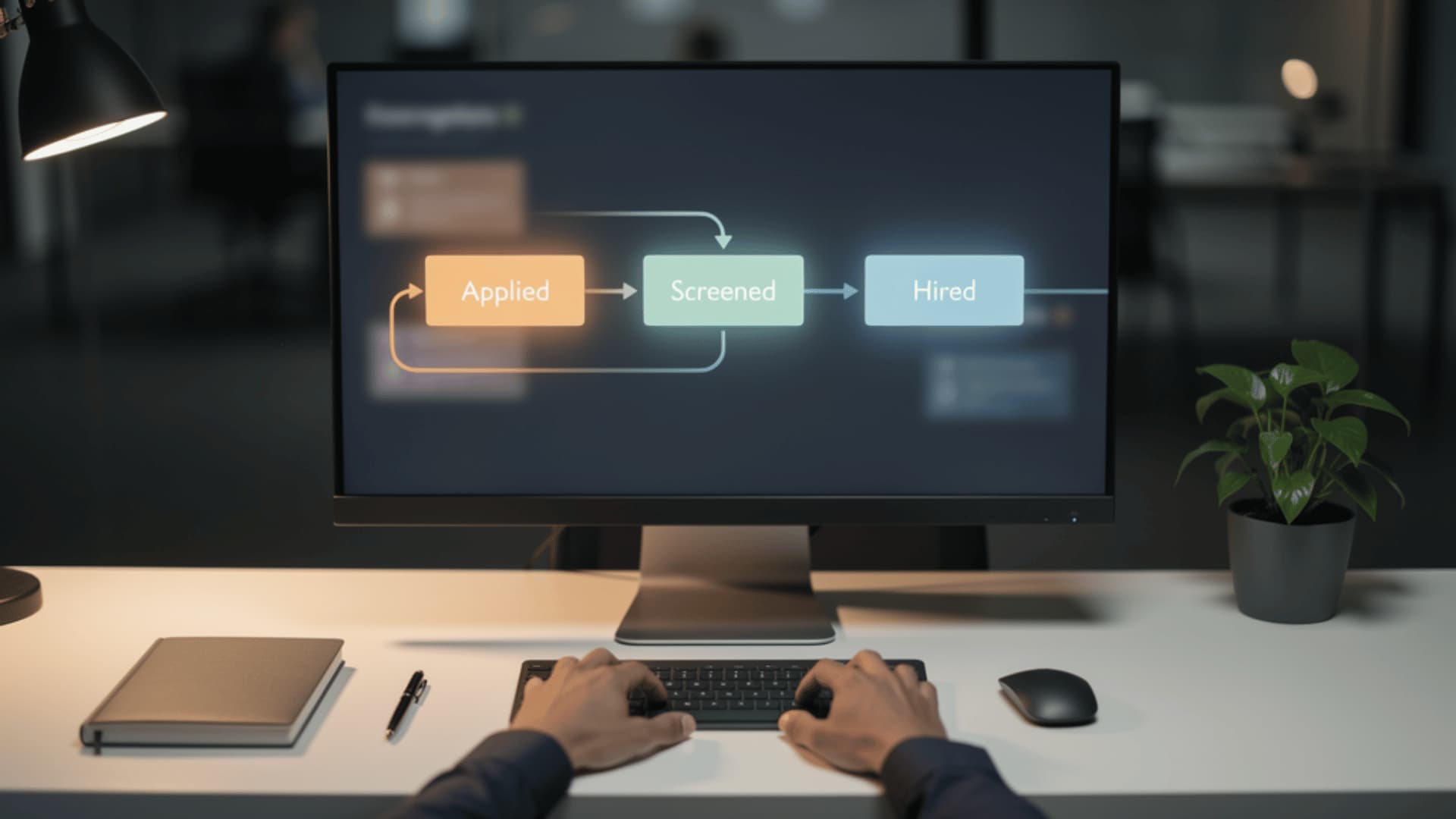 Workspace showing structured hiring process automation workflow