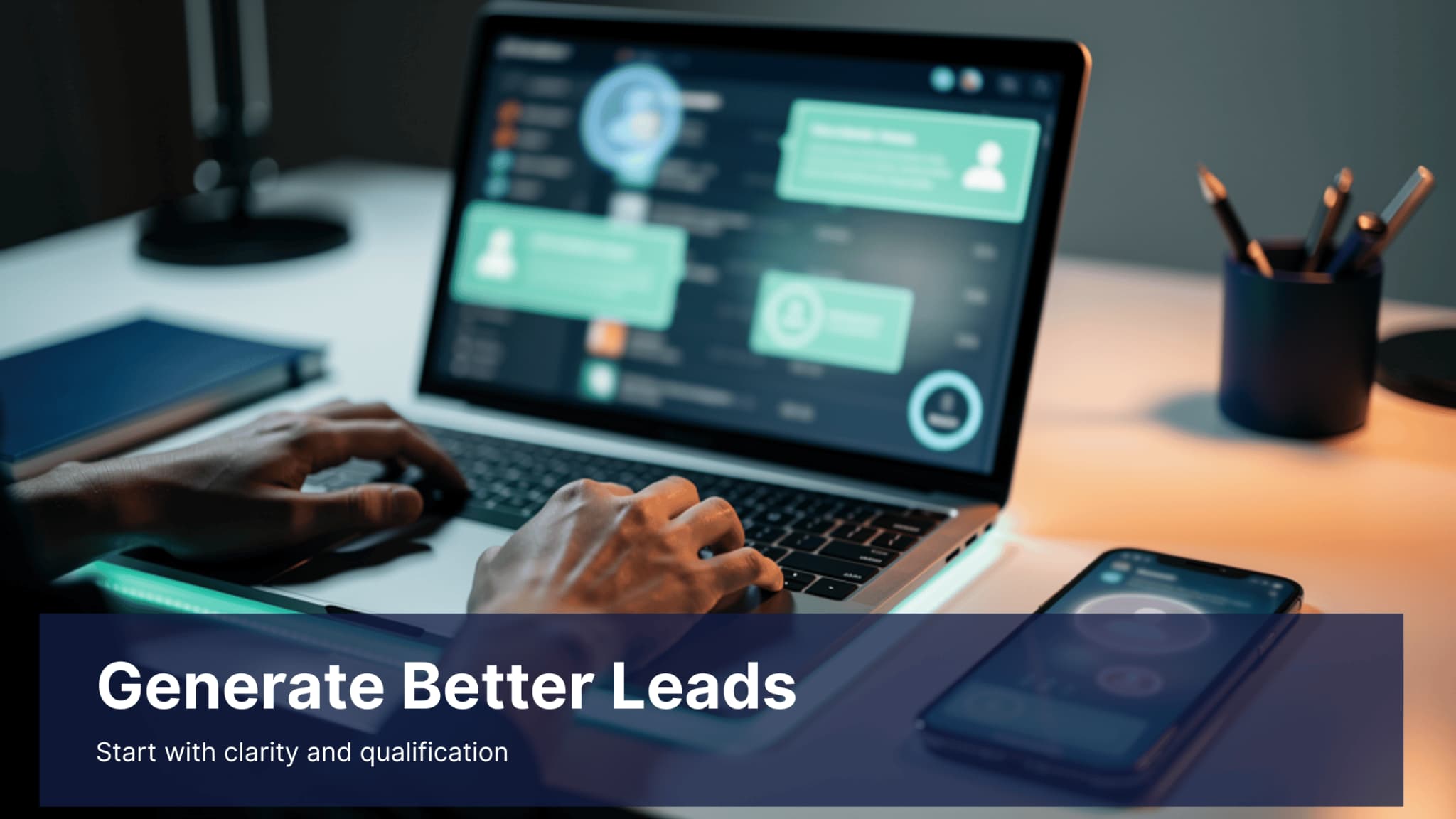 Cinematic lead generation scene capturing how a sales process that converts starts