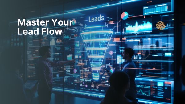 Hero image showing digital sales funnel and team managing leads efficiently