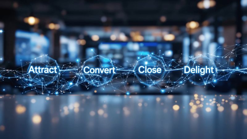 Hero graphic showing the four stages of inbound marketing working together