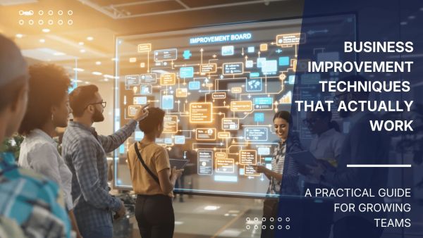 Hero image of a team using business improvement techniques to refine workflows