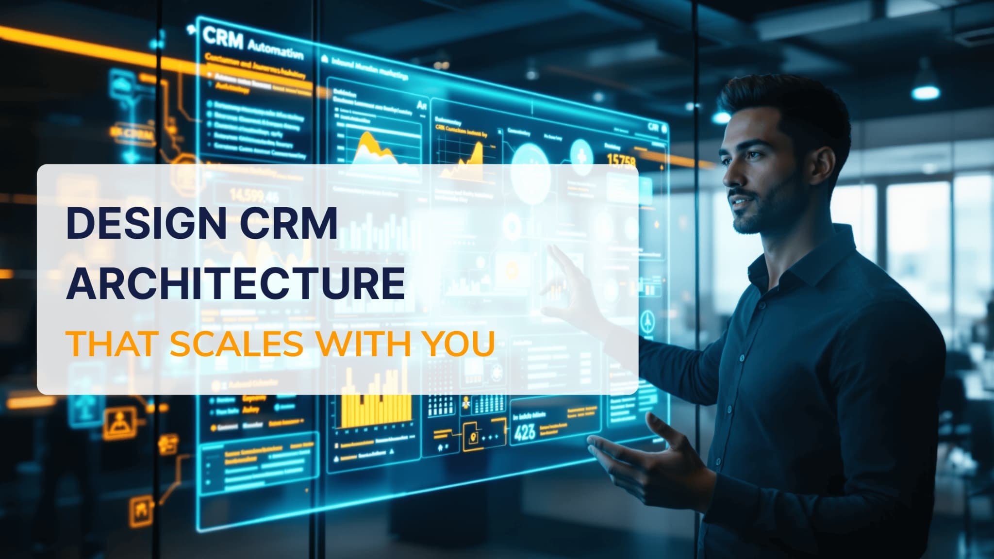 Professional analyzing CRM dashboards with inbound marketing automation data