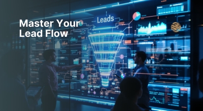 Hero image showing digital sales funnel and team managing leads efficiently