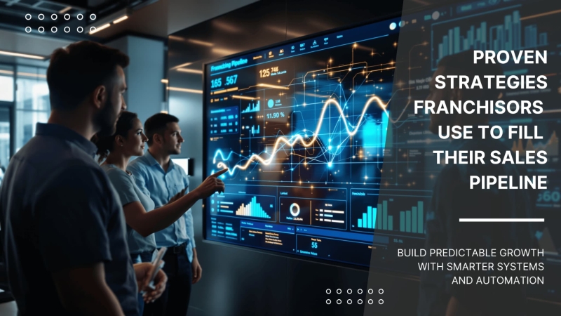 Franchisor team reviewing Pulse CRM growth dashboard to improve the franchise sales pipeline